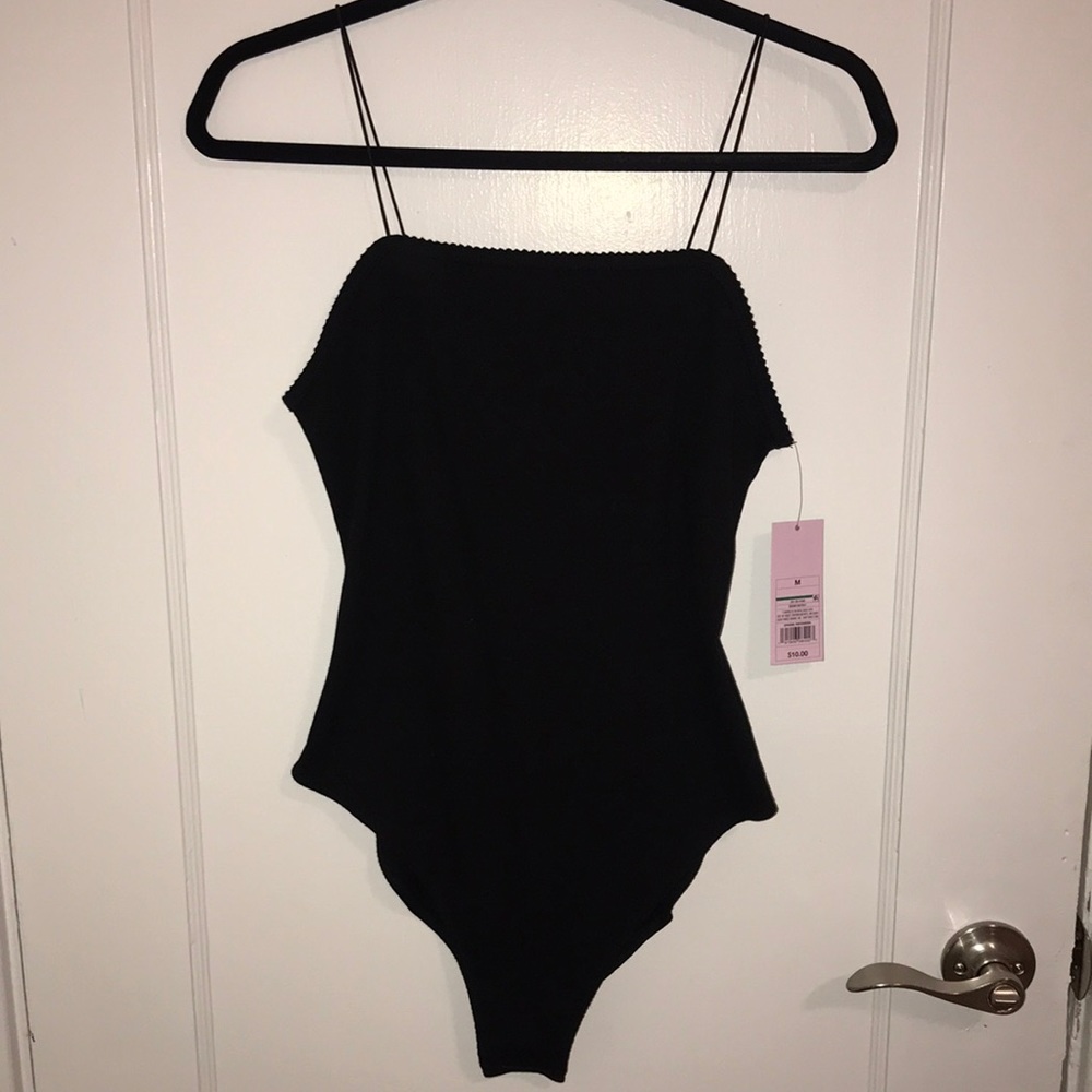 Spaghetti Strap Ribbed Bodysuit